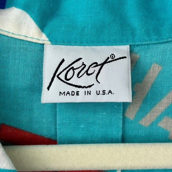 Vintage Koret Hawaiian Shirt Women Medium Shirt Sleeves Floral‎ Tropical Blue - Picture 5 of 5